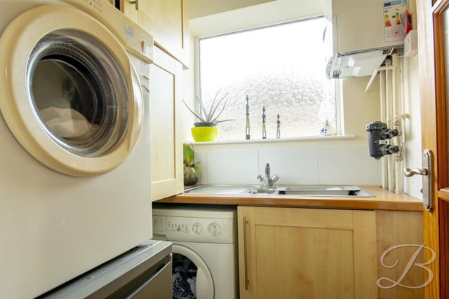 The utility room is sure to come in handy. As well as an inset sink and drainer, there is space and plumbing for a range of appliances, such as a washing machine and tumble dryer.