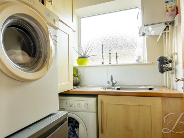 The utility room is sure to come in handy. As well as an inset sink and drainer, there is space and plumbing for a range of appliances, such as a washing machine and tumble dryer.