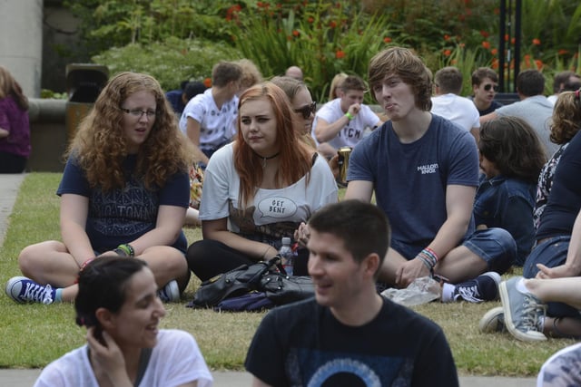 Fans enjoying some of the bands who played Tramlines at the Peace Gardens in 2014