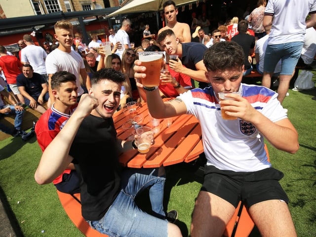 This pub's beer garden is popular in summer, specially with football fans.