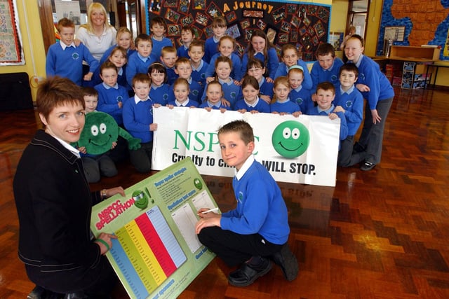 A spellathon in 2006 raised money for the NSPCC at East Herrington Primary School. Can you spot someone you know in the photo?