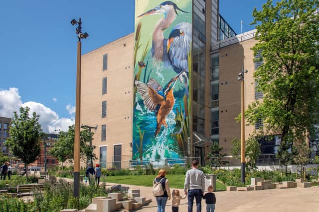 Peachzz's awarding winning mural, 'Reverie,' at Pounds Park, Sheffield
