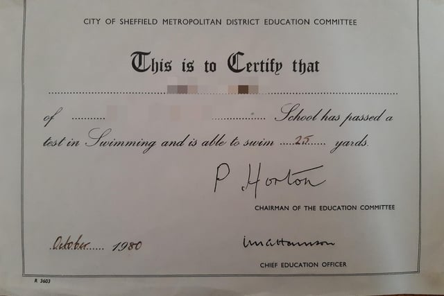 By the 1980s, this was the certificate you were receiving for swimming 25m at Glossop in your school swimming lessons.