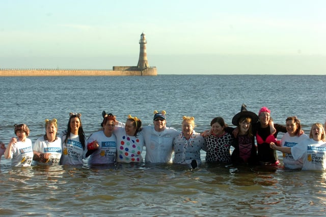 Greggs does so much good work in the community. Pictured are staff from various Greggs shops taking part in a dip at Roker beach in aid of Children in Need nine years ago.