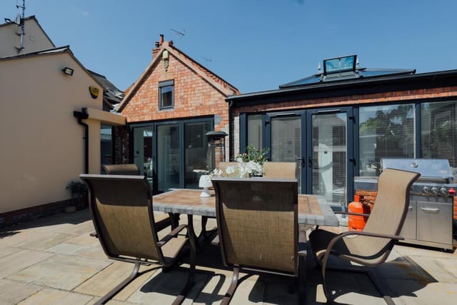 The enclosed courtyard at the back of the Southwell property is perfect for entertaining guests. A patio area offers plenty of room for alfresco dining or barbecues.