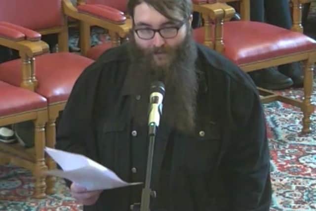Frazer Spooner, representing Leadmill staff at a licensing hearing by Sheffield City Council\'s licensing sub-committee. Picture: Sheffield Council webcast