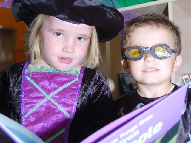 Pupils at Highfields Primary School enjoy Book Day, as they dress up as their favourite characters.L-R are Rebecca Bullman, five, as a witch, and Ryan Hooks, six, as Harry Potter in 2007