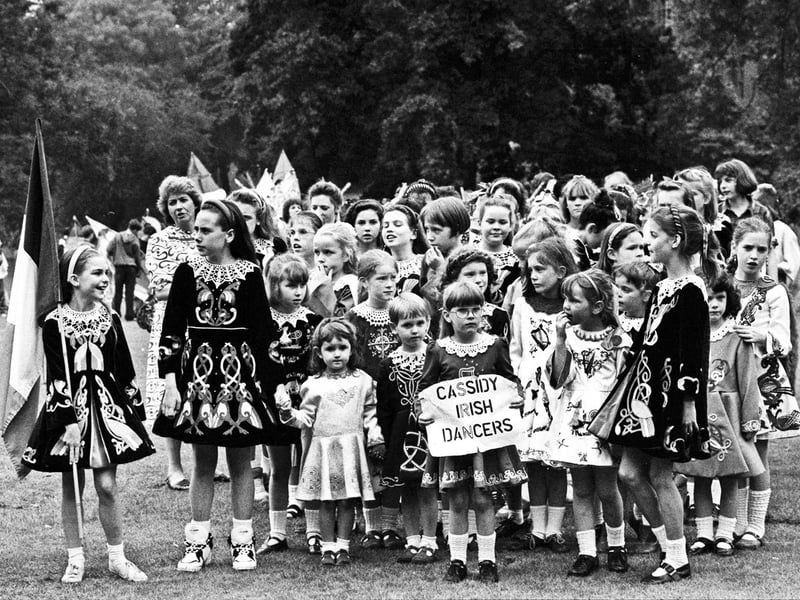 The Cassidy Irish dancers enjoying the Sheffield Festival Parade on July 6, 1991