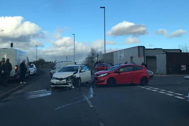 A woman was taken to hospital following this crash on Woodbourn Road in Attercliffe, Sheffield