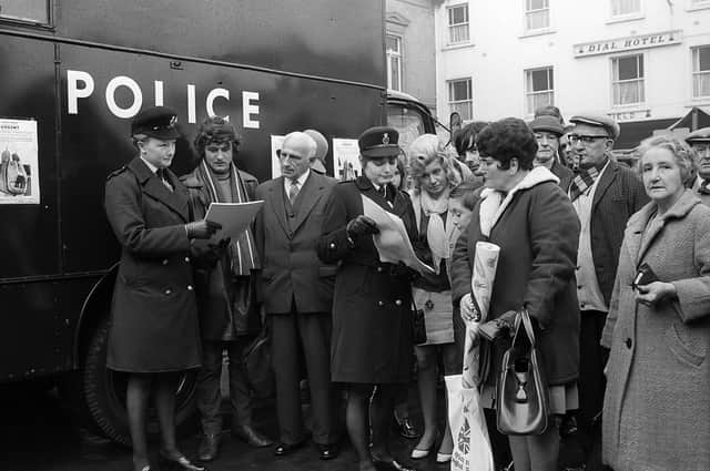 Mansfield Police in the market place in 1970