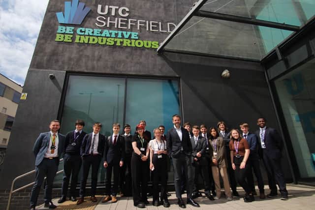 UTC Sheffield City Centre students with South Yorkshire’s new Mayor Oliver Coppard on May 12.