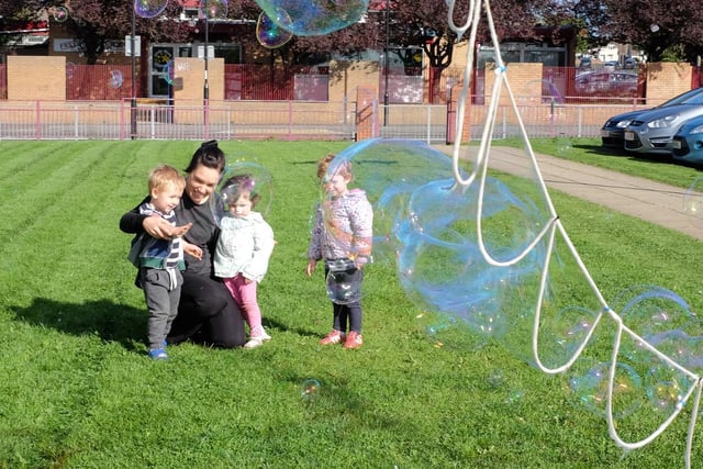 Toddlers from the Kilmarnock Road Children's Centre are pictured at their outdoor coffee morning in 2015.