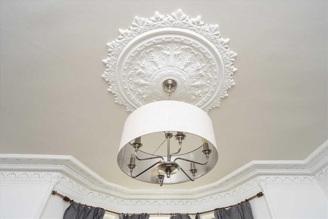Ornate ceiling rose and cornicing.