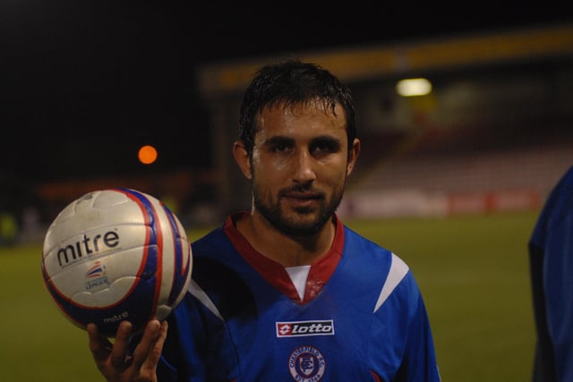 With the match ball after his treble against Lincoln in 2007.