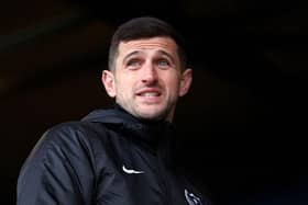 PETERBOROUGH, ENGLAND - JANUARY 28: John Mousinho manager of Portsmouth ahead of the Sky Bet League One between Peterborough United and Portsmouth at London Road Stadium on January 28, 2023 in Peterborough, England. (Photo by Catherine Ivill/Getty Images)