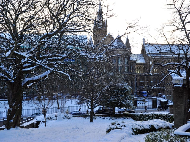 Glasgow University during the heavy snow spells in December 2010.