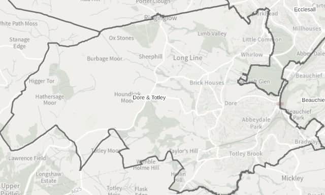 The upmarket Sheffield City Council ward of Dore and Totley is currently represented by three LibDem councillors. Picture: Sheffield Council wards map