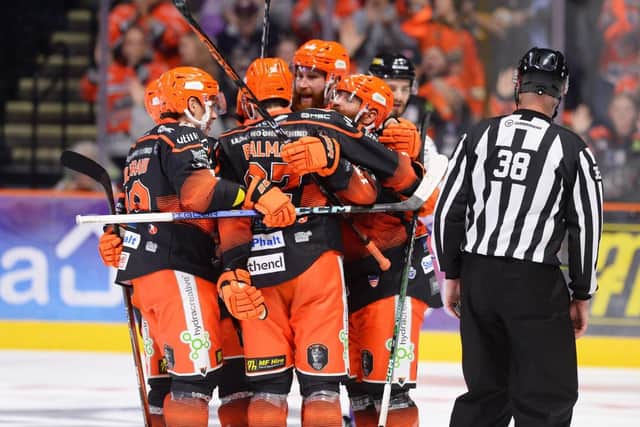 Steelers celebrate a 6-1 win over Storm Pic Dean Woolley