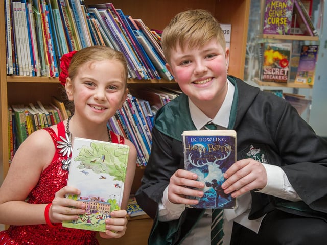 Over 800 pupils will be dressing up as their favourite book characters.
Pictured: Taylor Falon 9 and Quinn Whiley 11  Picture: Habibur Rahman