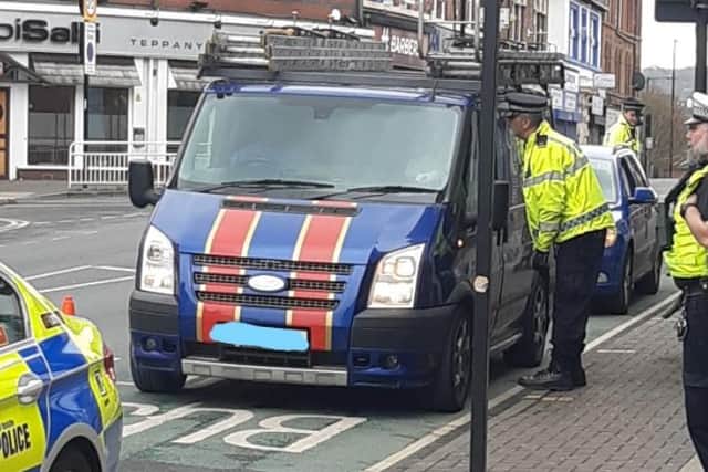 Police at a coronavirus checkpoint on London Road in Sheffield
