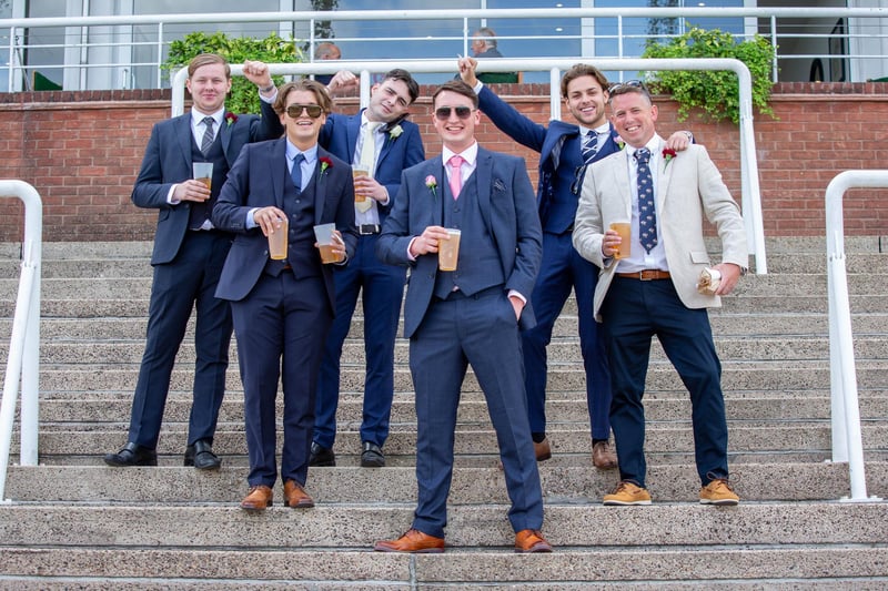 Ladies Day at Qatar Goodwood Festival, Goodwood on 29th July 2021
Pictured:  Essex boys enjoying themselves
Picture: Habibur Rahman