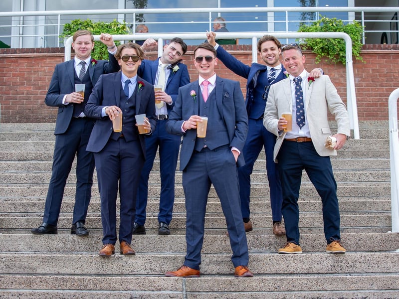 Ladies Day at Qatar Goodwood Festival, Goodwood on 29th July 2021
Pictured:  Essex boys enjoying themselves
Picture: Habibur Rahman