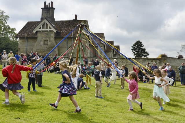 Maypole dancing followed the crowning of the May Queen ceremony involving pupils from Hugh Joicey CofE First School in Ford. Picture by Jane Coltman
