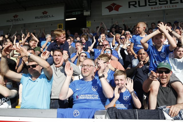 Pompey fans celebrate the late winner
