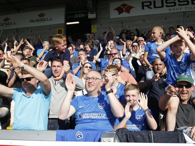 Pompey fans celebrate the late winner
