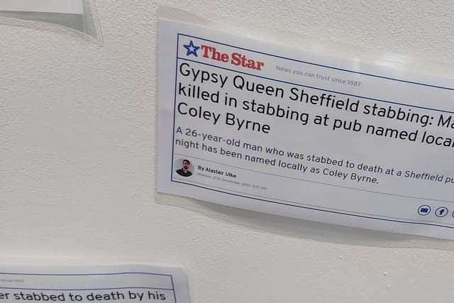 One of 60 headlines from The Star discussing issues of knife crime in Sheffield.