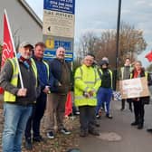 Drivers on the Stagecoach picket line at Holbrook, Sheffield. The company now wants talks with ACAS to resolve the strike