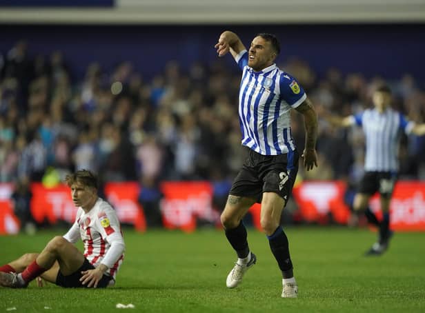 Sheffield Wednesday's Lee Gregory reacts after a challenge on Sunderland's Dennis Cirkin during the Sky Bet League One play-off semi-final, second leg match at Hillsborough, Sheffield. Picture: Zac Goodwin/PA Wire.