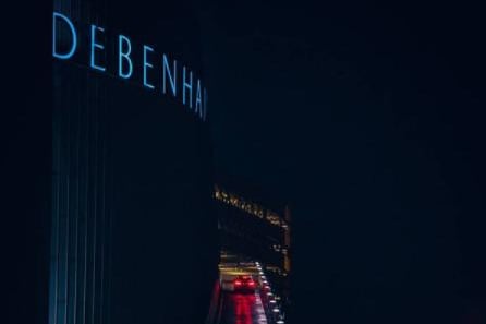 The iconic Debenhams sign that lights up the town's skyline.