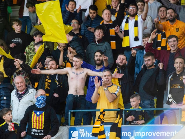 The home fans are largely housed in the one stand at the Tony Macaroni Arena.