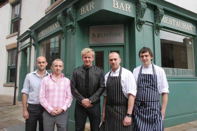 Gordon Ramsay with The Milestone team in 2010. The Milestone has not opened since the first Covid-19 lockdown in 2020.