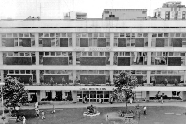 Cole Brothers (later John Lewis) department store, at Barker's Pool, Sheffield city centre, in August 1987.
