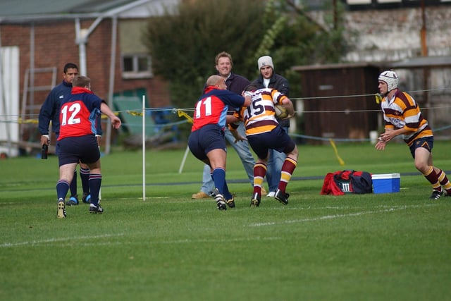 Action from the rugby union match between Westoe and Sandal.