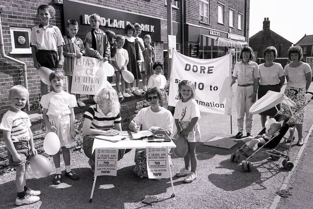 Protest against the closure of Dore School, Sheffield, 20th August 1991