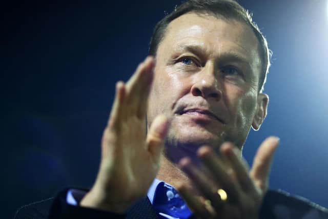 NAILSWORTH, ENGLAND - FEBRUARY 14:  Duncan Ferguson, manager of Forest Green Rovers applauds the fans as he walks out for the Sky Bet League One match between Forest Green Rovers and Charlton Athletic at The New Lawn on February 14, 2023 in Nailsworth, England. (Photo by Dan Istitene/Getty Images)