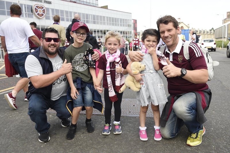 Fans arrive for the first full capacity game since lockdown - including Michael Brittain with Daniel (7), Ava (5), Indi (5) and Stuart Mungall
