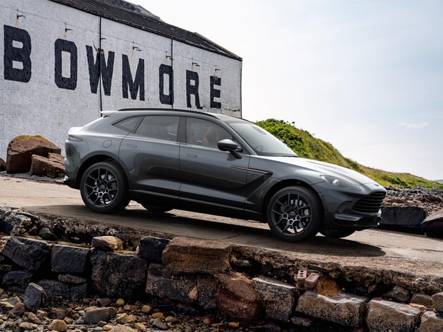 The Aston Martin DBX Bowmore Edition pictured on Islay. Only 18 of the luxury cars will be built and buyers will be invited to an exclusive road-trip ending on the island.