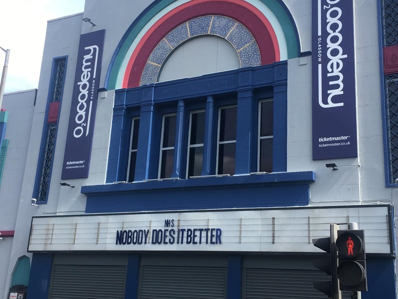 Glasgow's o2 Academy venue used the space normally reserved for performers to pay tribute to the NHS.