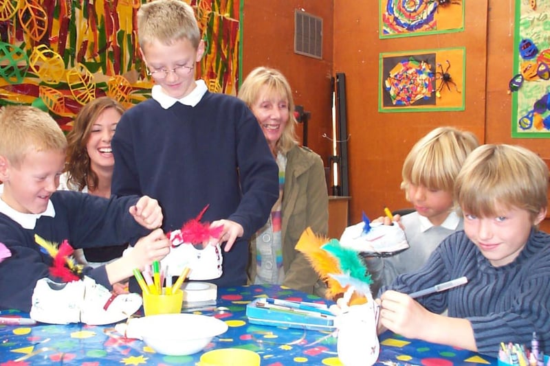 Pupils at St Andrews School in Dronfield Woodhouse put their stamp on trainers in 2007.