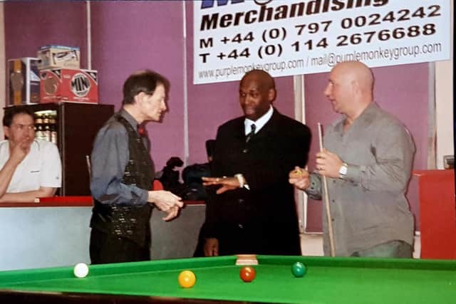 Mick Forbes with former world snooker champion Alex Higgins