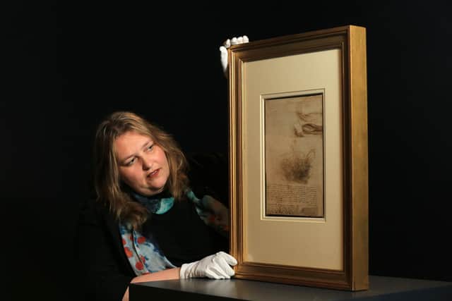 Kirsty Hamilton with an item from the Leonardo da Vinci: A Life in Drawing exhibition at the Millennium Gallery in Sheffield in 2019. Picture: Chris Etchells.
