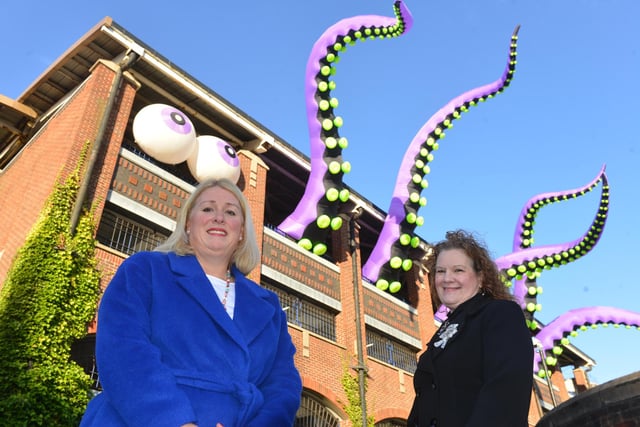 As well as real inflatable monsters, there's seven augmented reality monsters to catch around the city centre. Download the Sunderland Experience app on apple store and google play to take part and spot The Tuts, Rocky, The Fang Gang, Smoocher, Arachnids, Hydra and Goggler. Pictured here at the launch of the trail is Sunderland BID CEO Sharon Appleby with Coun Linda Williams (R).