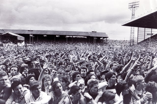 Picture shows the crowd at the Bruce Springsteen concert at Bramall Lane, Sheffield - July 1988 