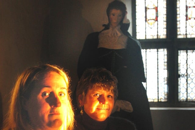 Anna Connor and Julie Neville  prepare to stay the night in the Tower at the Manor Lodge. In the 16th century Mary Queen of Scots was held prisoner here. Some say her ghost is still inside.