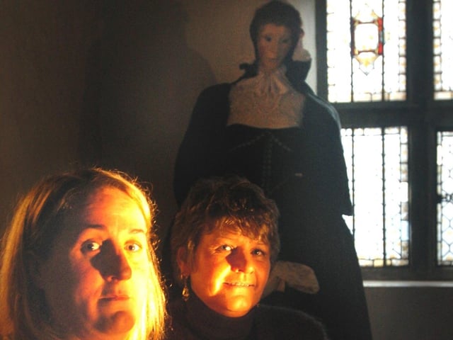 Anna Connor and Julie Neville  prepare to stay the night in the Tower at the Manor Lodge. In the 16th century Mary Queen of Scots was held prisoner here. Some say her ghost is still inside.