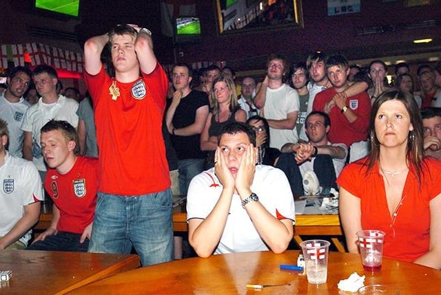 Dismay at the Old Monk, Norfolk Street, Sheffield, as England are out of the World Cup after a penalty shoot out, on July 1, 2006